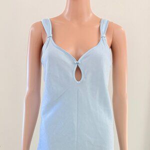 VTG JONES NEW YORK Blue Satin Bias Cut Maxi Slip dress Nightgown Large